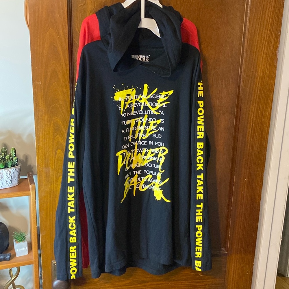 SEVEN SOULS “TAKE THE POWER BACK” BLACK AND YELLOW LONG SLEEVE TSHIRT!!